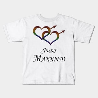 Just Married Gay Pride Interlinking Male Gender Symbols Kids T-Shirt